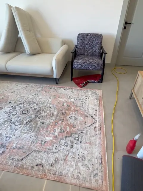 Krem kanepe ve desenli tekli koltuk — Çeşme, İzmir