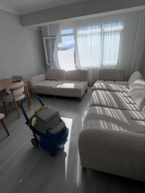 Krem bukle köşe koltuk ve kanepe, yıkama sonrası — Bayraklı, İzmir